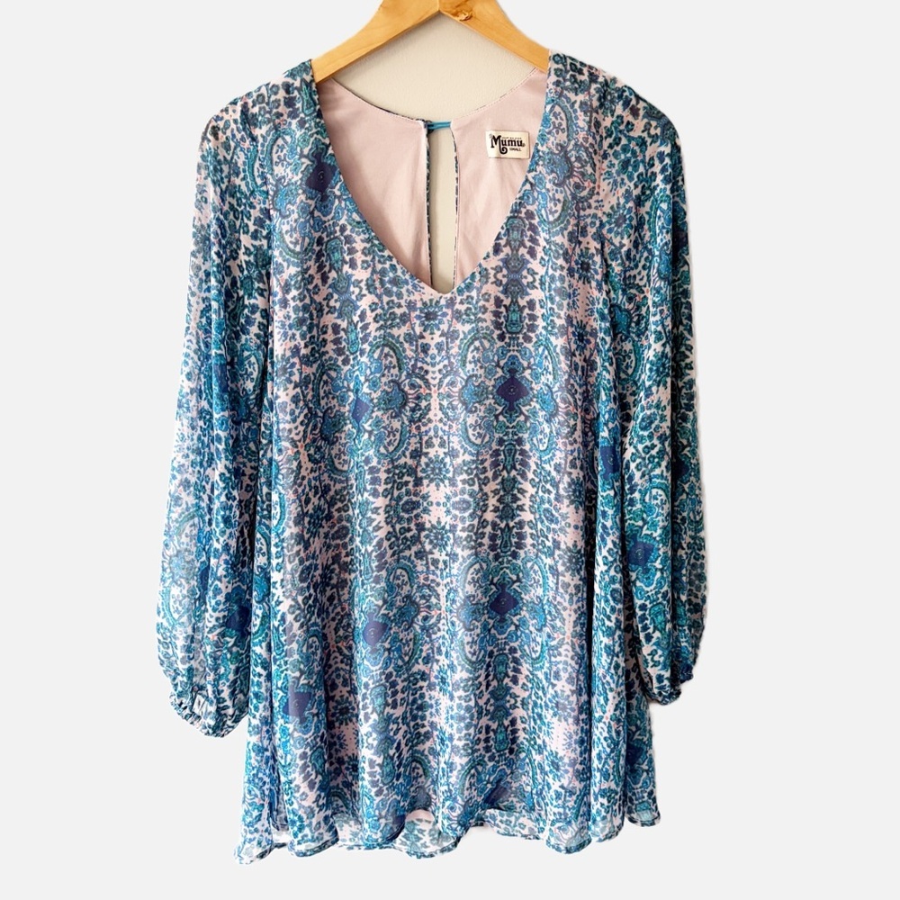 Show me your MuMu Donna Michelle Tunic Blue Boho Mini Dress Retro Party Small